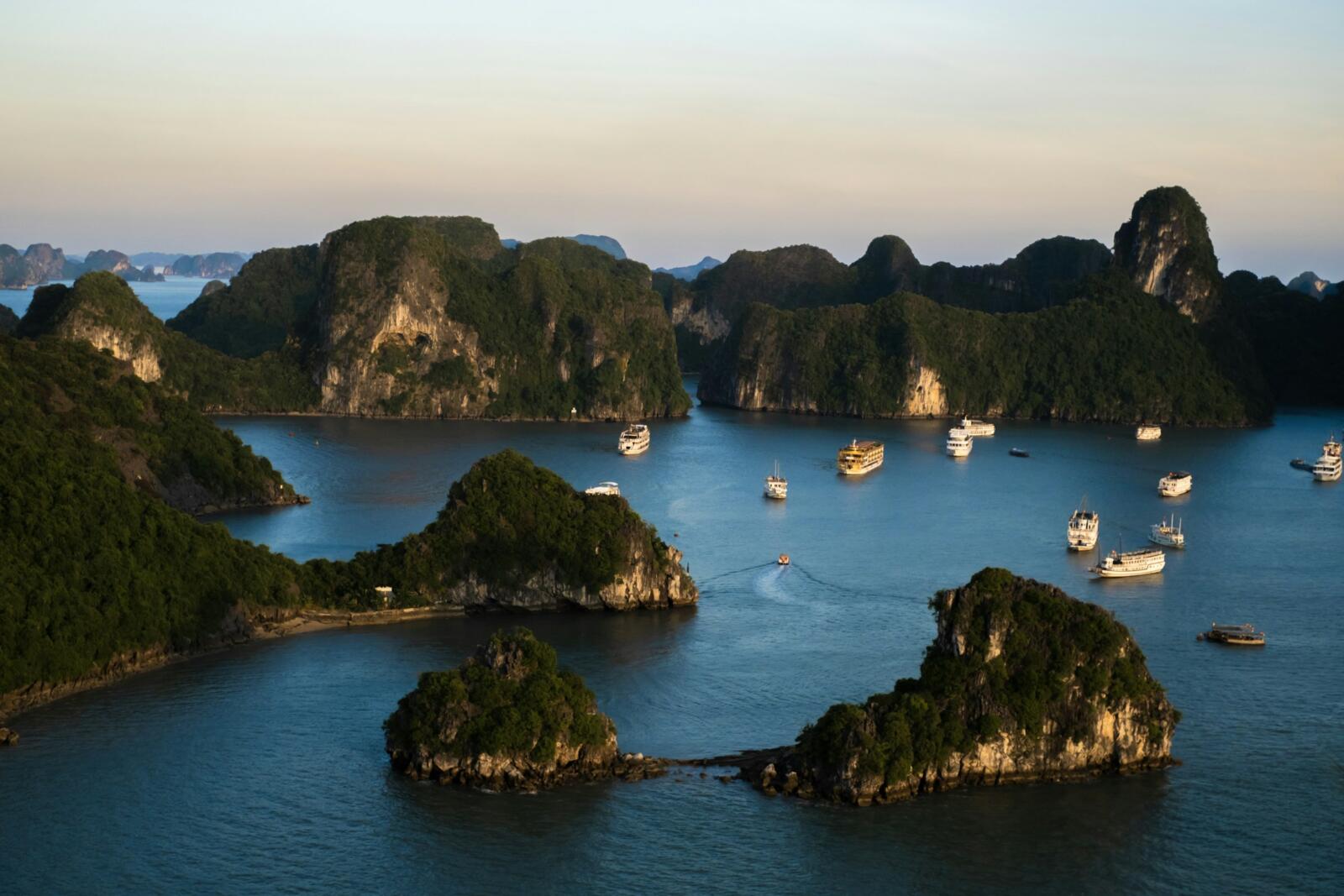 Ha Long Bay at golden hour